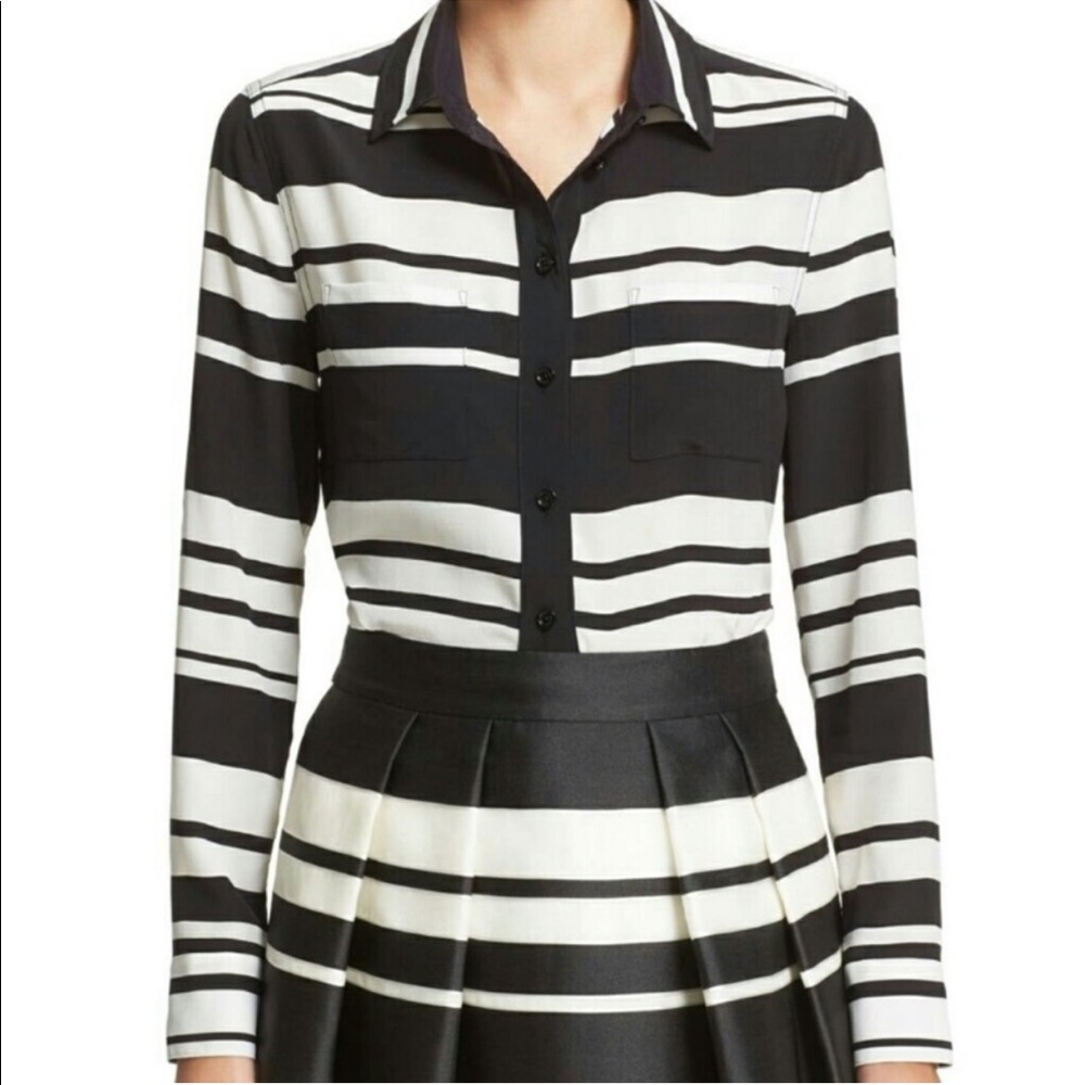 Kate Spade Cape Silk Blouse Long Sleeve Buttons
